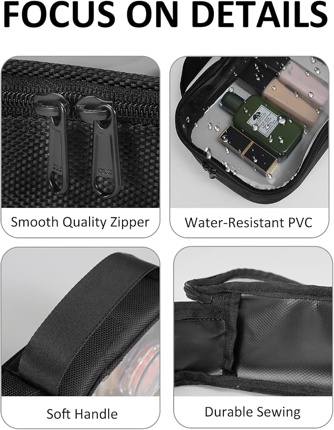 Moyad TSA Approved Toiletry Bag Clear Quart Size Travel Bags Makeup Bag | Large Opening, for Men and Women, Carry on Airline Compliant, Transparent Liquids Pouch, Black - Image 3