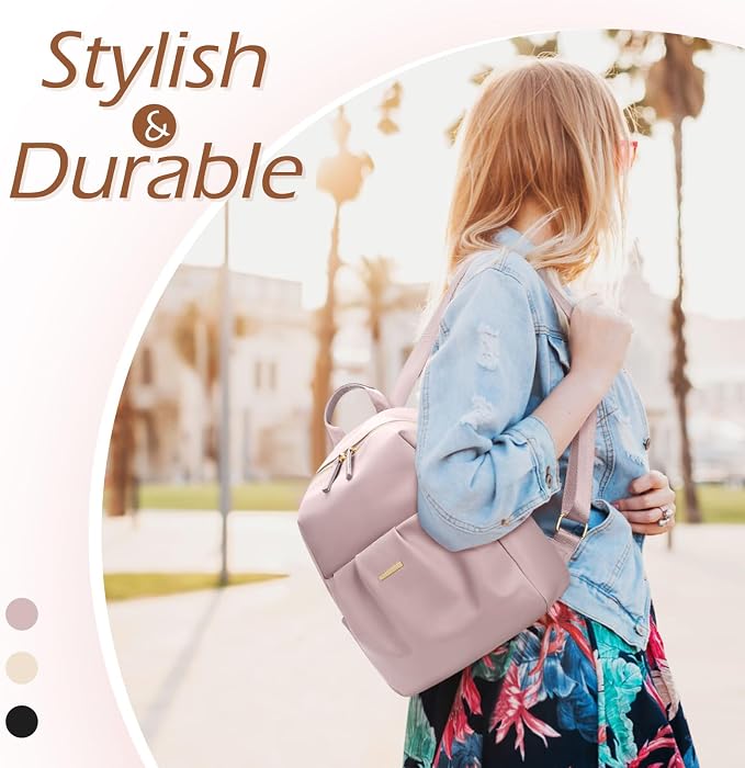 Small Backpack for Women Lightweight Mini Cute Back pack Daypack Purse fot Casual Daily Travel College Work,9.7 Inch,Greyish pink - Image 7