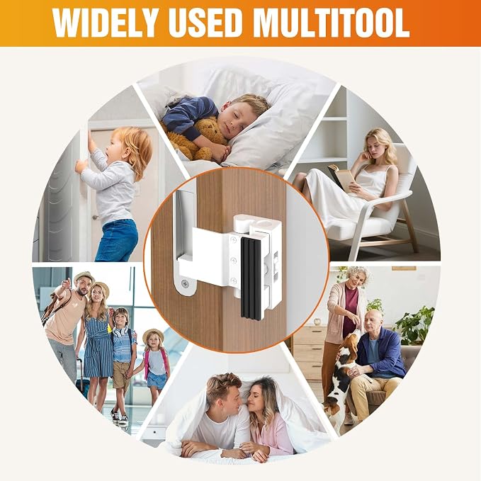 Upgraded Portable Door Lock for Travel & Home - No Drill Adjustable Security Lock for Inward Swing Doors, Fits Apartments & Hotels, Withstands 800lbs Force (2, White - Portable) - Image 7