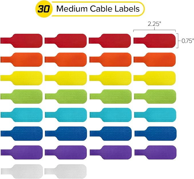 Wrap-It Storage - Cable Labels, Medium, Multi-Color (30-Pack) Write On Cord Tags for Wire Management and Identification | Write On Cord Labels, Wire Labels, Cable Tags and Wire Tags for Spring Cleaning Cable Management and Identification - Image 4