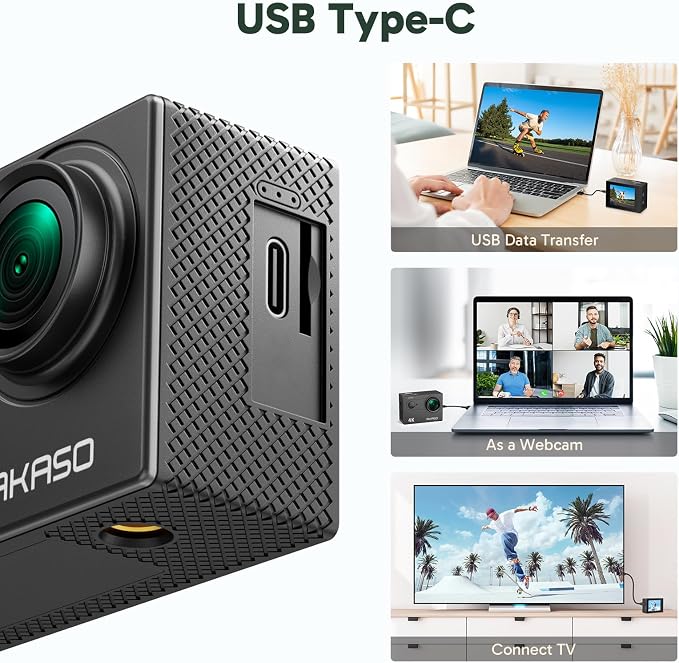AKASO EK7000 4K30FPS 20MP WiFi Action Camera with 64GB MicroSD Memory Card Bundle EIS Ultra HD 131FT Waterproof Underwater Camera Remote Control 4X Zoom Support External Microphone Black - Image 9