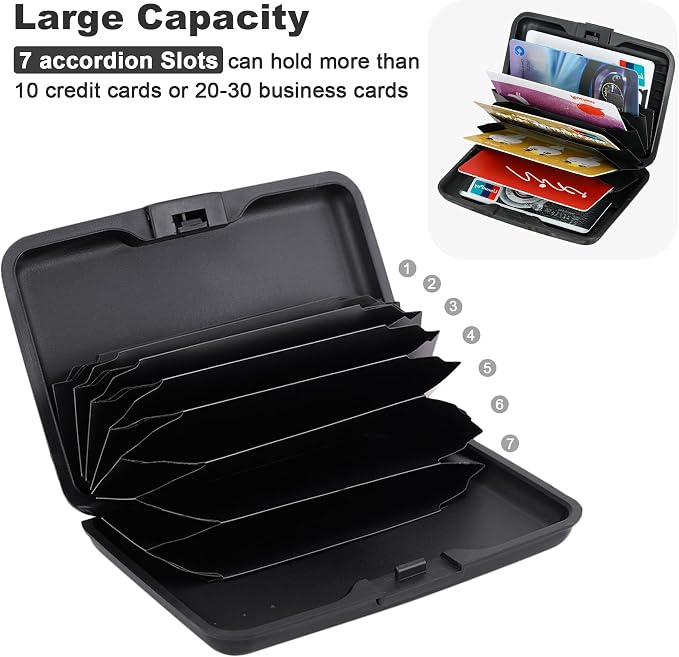 Mini RFID Aluminum Wallet Credit Cards Holder Business Card Case Metal ID Case for Men Women (Black) - Image 5