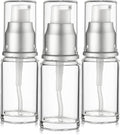 0.5 Oz 15ml Refillable Luxury Clear Glass Lotion Travel Pump Bottle with Silver Cap for Cosmetics, Lotion, Body Cream, Sanitizers, Cream, Foundation (Pack of 3) | Silver Cap, Luxury, Serum, Foundation, Body Cream, Sanitizer, Cosmetics, Travel by Vitalup