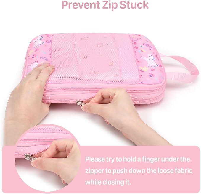 Kids Compression Packing Cubes - 4 PCS Travel Sets, Pink Unicorn | Water Resistant 4 Piece Set with Shoe Bag, Toddler Suitcase Organizer Set, Expandable Storage for Luggage - Image 7