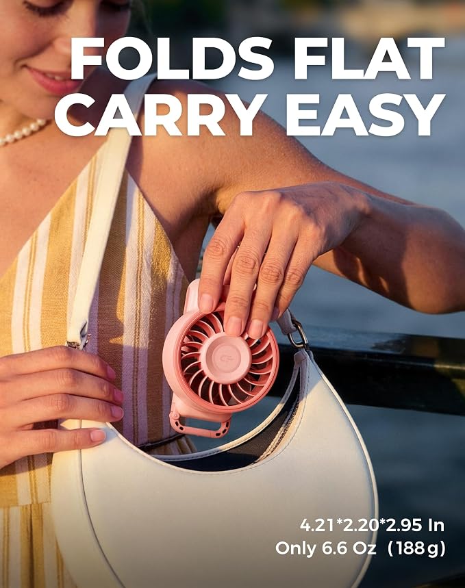 Diveblues Portable Turbo Fan, 100 Speed Handheld Fan with Strong Airflow, Foldable 4 in 1 Personal Fan for Neck, Desk & Travel, USB-C Rechargeable, Lightweight for Summer, Concerts & Outdoor Use - Image 8