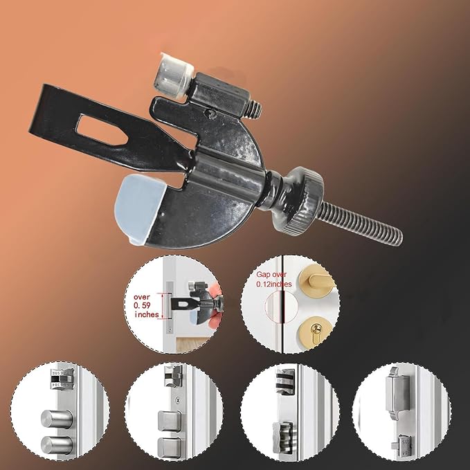 2 PCS Heavy-Duty Portable Door Lock Adjustable Stainless Steel Door Security Locks for Enhanced Safety,Ideal for Travel Home Dorm Hotels Apartments,Easy Install with Silicone Protector Caps (Black) - Image 5