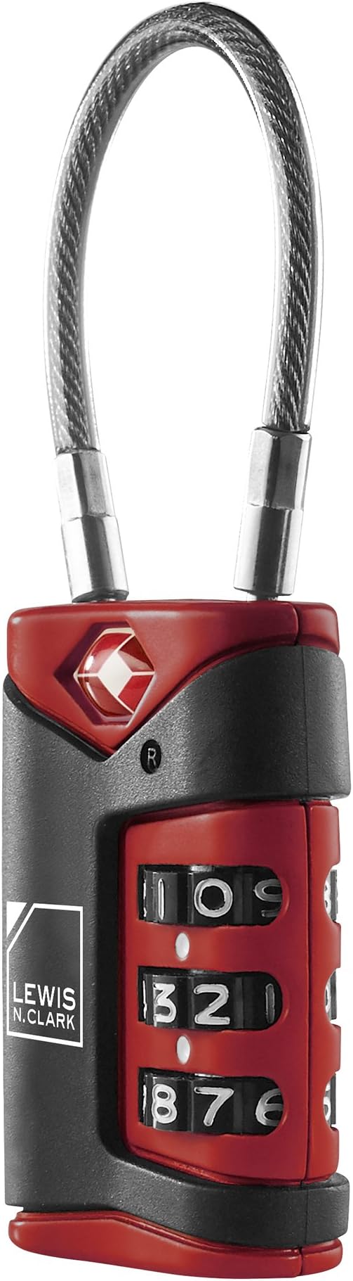 Lewis N. Clark TSA-Approved Easy-to-Set Combination Luggage Lock With Steel Cable, Red, One Size - Image 4