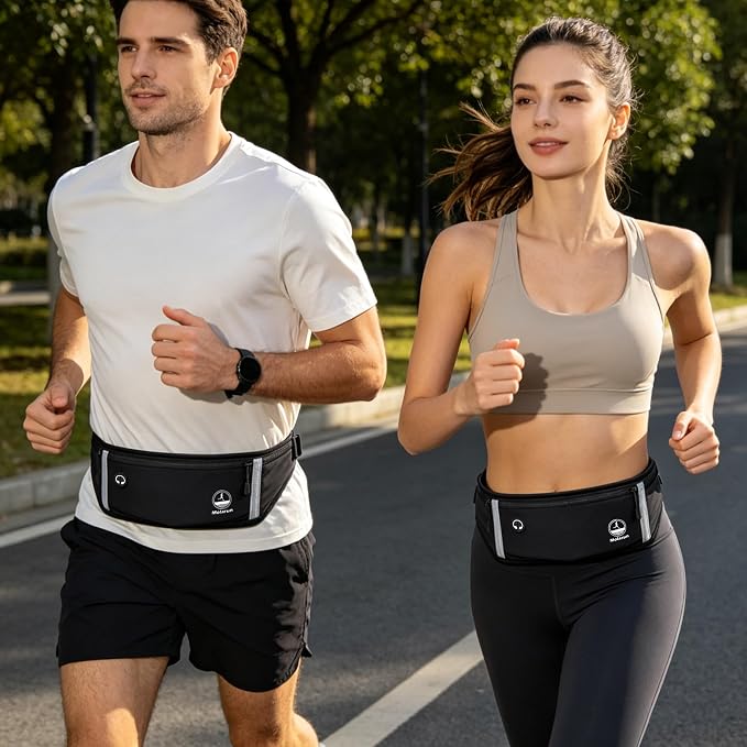 Running Belt Slim Fanny Packs Jogging Pouch Phone Holder Waist Pack - Black - Image 7