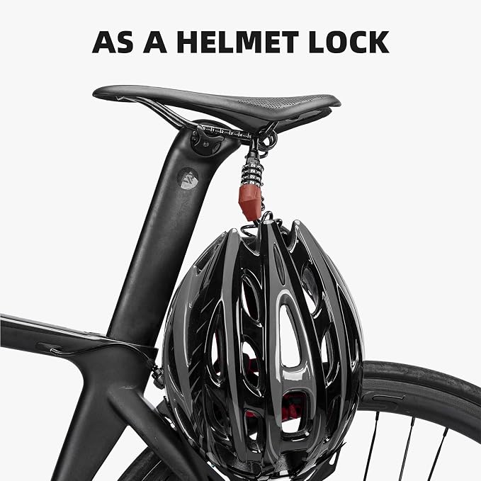 ROCKBROS Motorcycle Helmet Lock Combination 4 Digit Lightweight Cable | 0.18" Thick Anti-Cut Steel, Extends to 60", 100g Ultra-Light, PVC Coating Scratch-Free, for Helmet/Wheel/Stroller/Luggage - Image 4