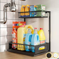 Under Sink Organizer, 1-Pack L-Shaped Metal Pull-Out Drawers for Kitchen | Cabinet Organizer Height Adjustable Heavy Duty Metal 2-Tier Storage Fits Beside Common Pipes for Bathroom Pantry by Fabutier