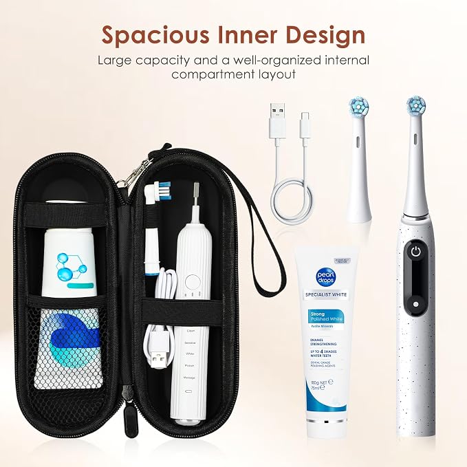 Electric Toothbrush Travel Case, compatible with Oral-B/Oral-B Pro 1000, 1500, 5000, 7000, 7500, 6000, 9600; Philips Sonicare 4100, 5100, 1100, 6100, 5300; Oral-B iO electric toothbrush - Image 6