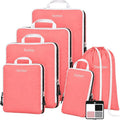 6 Set Large Compression Packing Cubes for travel. | Durable, Expandable and Lightweight Packing Cubes for Travel Compression with Laundry bag, Dusty Pink. by Unknown