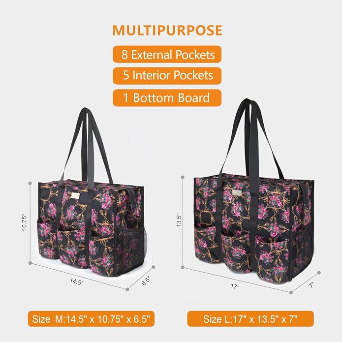 TOPDesign Utility Water Resistant Tote Bag with 13 Pockets, Top Zipper Closure & Thick Bottom Support, for Working Women - Image 2