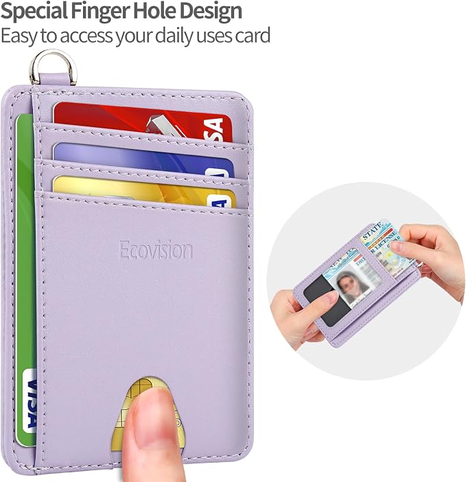 Slim Minimalist Front Pocket Wallet, RFID Blocking Credit Card Holder Wallet with Detachable D-Shackle for Men Women - Image 7
