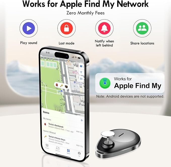 GPS Tracker for Kids 4 Pack, Magnetic Unlocker Tool, Hidden Anti-Removal Pin Tag, Works with Apple Find My (iOS only), No Monthly Fee, Tracking Device for Children Elderly Pets Backpack - Image 6