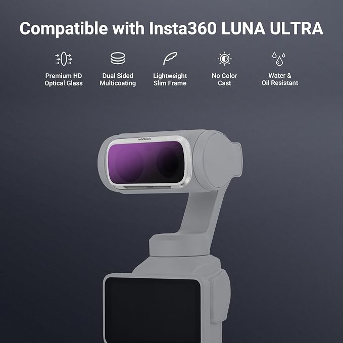 NEEWER CPL + ND Filter Set Compatible with Insta360 Luna Ultra Only, Circular Polarizer Neutral Density (ND16 + ND64 + ND256) Action Camera Polarizing Lens Filter Photography Accessories, FL-L04 White - Image 2