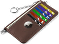 RFID Blocking Slim Credit Card Holder Wallet with Zipper Money Pocket & Keychain, Slim Airtag Wallet for Men Women by Ecovision