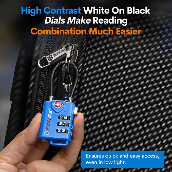 Bright Colors, TSA Approved Luggage Locks 4 Pack, Re-settable Combination with Alloy Body, Blue 4 Locks. - Image 9