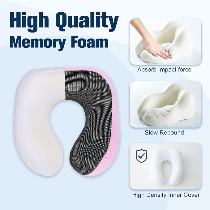 Cirorld Neck Pillow for Traveling, Travel Pillows for Airplanes,100% Pure Memory Foam Travel Neck Pillow, Adjustable Flight Pillow, Portable Plane Accessories with Eye Mask, Earplugs, Carry Bag - Image 5
