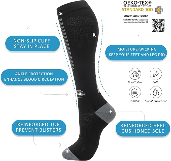 fenglaoda Compression Socks for Women Men 3 Pairs Graduated Compression Support Circulation Socks for Nurses - Image 3