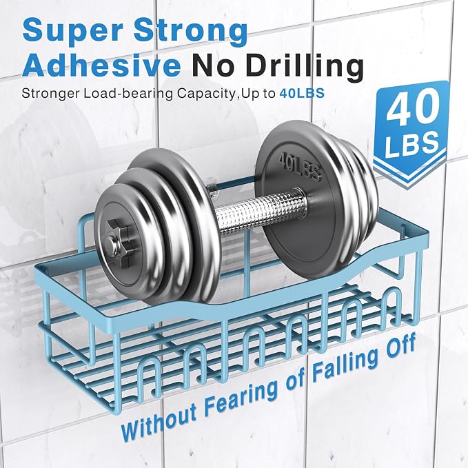 EUDELE Shower Caddy 2 Pack, Adhesive Shower Organizer for Home Decor & Kitchen Organizers, No Drilling, Rustproof Stainless Steel Bathroom Shelves - Image 4