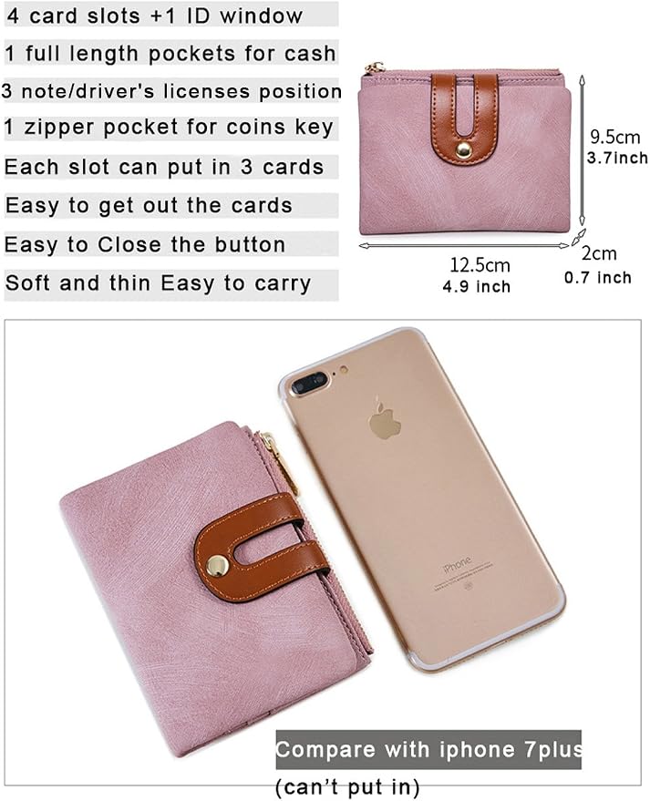 AOXONEL Women's Rfid Small Bifold Leather Wallet Ladies Mini Zipper Coin Purse id card Pocket,Slim Compact Thin - Image 6