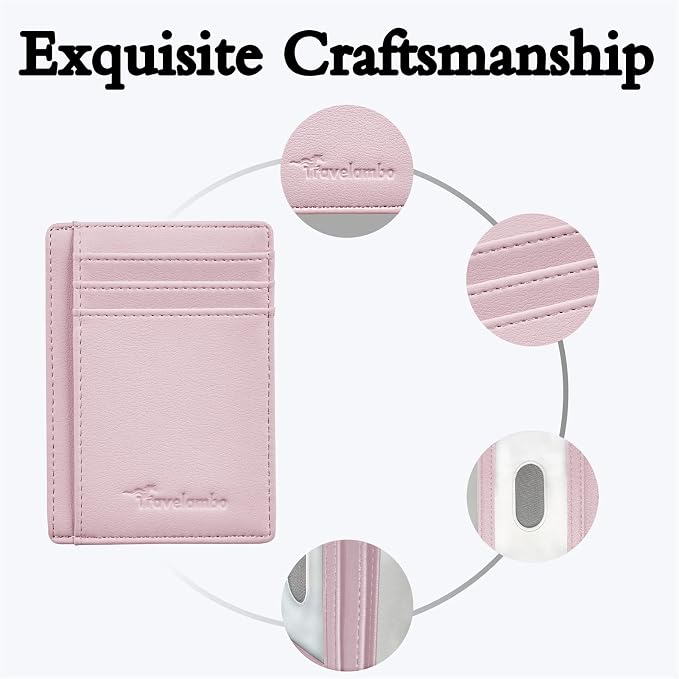 Travelambo Front Pocket Minimalist Leather Slim Wallet RFID Blocking Medium Size - Image 6