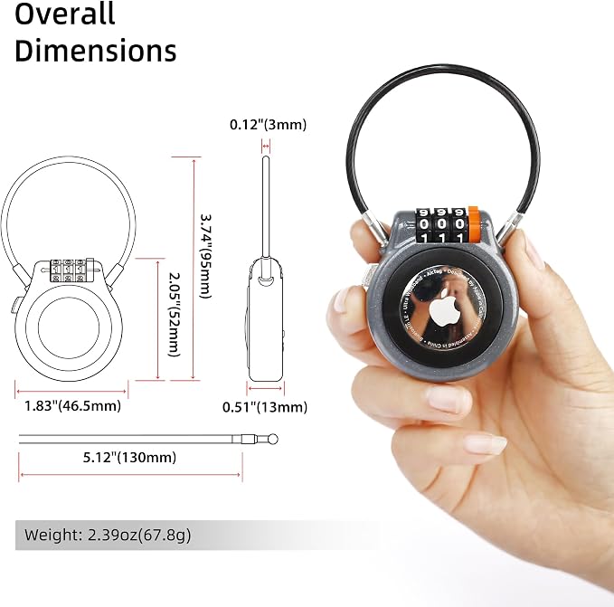 Metal AirTag Holder with Combination Lock, Compatible with Apple Tag, AirTag Lock Case for Luggage, Backpack, Suitcase, Air Tag Holder for Kids, Ski Gear, Car Tracking, GPS Tracker Case - Image 2