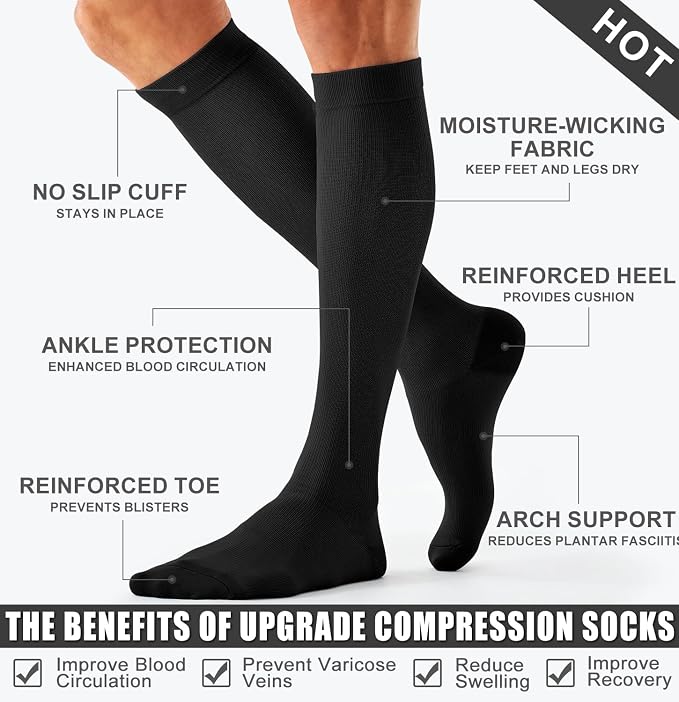 4 Pairs Compression Socks for Women and Men-Circulation Best Support Socks for Running,Athletic,Cycling - Image 6