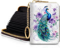 Blusabaca RFID Credit Card Holder Small Women Travel Wallet, Peacock | Removable Keychain, Case with Zipper, Vegan PU Leather, Cash Coin Pocket, Business Accordion Purse, Ladies Female Gift by Blusabaca