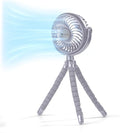 Comfort Zone Portable Stroller Fan, Silver | Rechargeable Battery Operated, Clip-On with 360° Flexible Tripod, LED Light, 3-Speed Cooling by ComfortZone