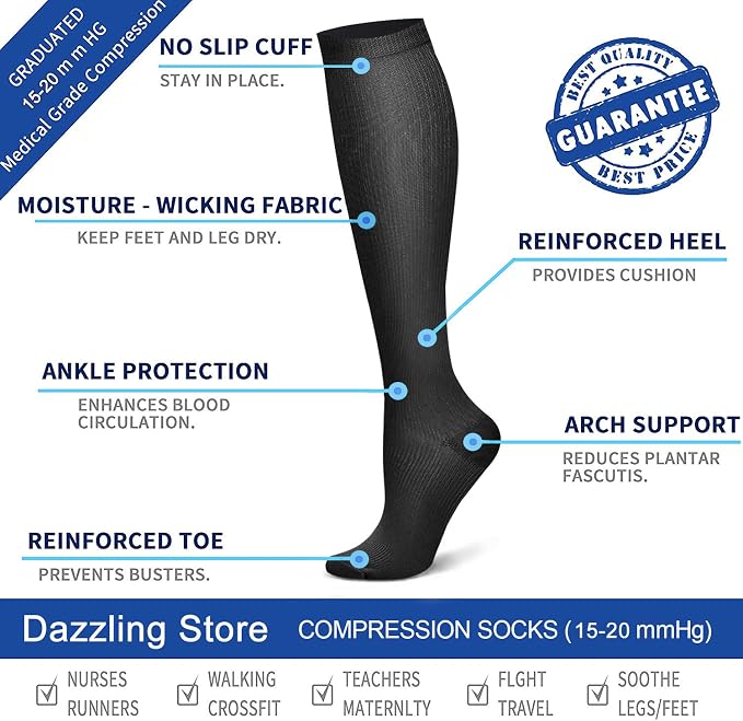 WITHYOU Compression Socks 15-20 mmHg is Best Athletic for Men & Women Running Flight Travel Nurses Pregnant - Image 6