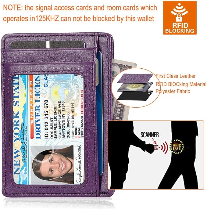 GH GOLD HORSE Slim RFID Blocking Card Holder Minimalist Leather Front Pocket Wallet for Women | Slim - Image 6