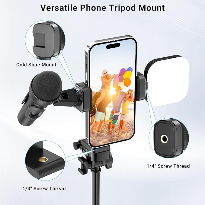 Phone Tripod Mount, Camera Hot & Cold Shoe Holder for iPhone Andriod | Camera Hot 2 Cold Shoe Phone Mount Compatible for iPhone Android Sony Canon DJI Ronin S/SC Zhiyun Gimbals - Image 2