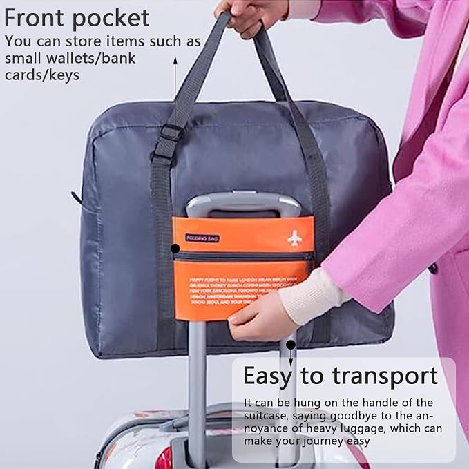 Travel Bag Spirit Airlines Personal Item Bag 18x14x8 Foldable Travel Duffel Bag Tote Carry on Luggage Duffle Overnight for Women and Men (Orange) - Image 4