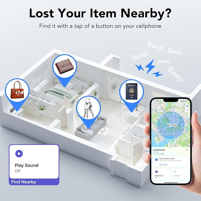 0.09in Slim Wallet Tracker Card for Apple iOS Find My App (4 Pack) | Air Tracking Smart Card for Wallet, Wireless Charging, IP68 Waterproof, Key Finder & Item Locator for Keys, Bags, Passport - Image 4