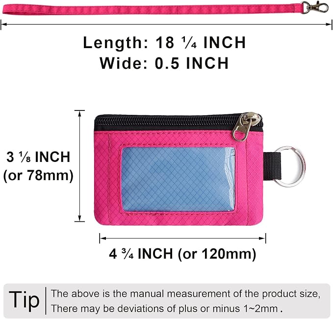 CHENSPRX Minimalist RFID Blocking Small Wallet with ID Window,WaterResistant Zip Id Case Wallet with Lanyard Keychain for Cards,Cash,Travel,Women,Men - Image 3
