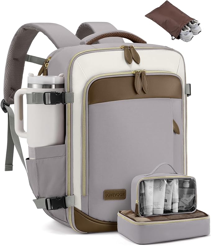 LOVEVOOK Travel Backpack for Women, 40L Carry On Backpack with 3 Packing Cubes,TSA Personal Item Travel Bag Airline Approved, Water Resistant Weekender Overnight Luggage Daypack, Fits 17 Inch Laptop by LOVEVOOK
