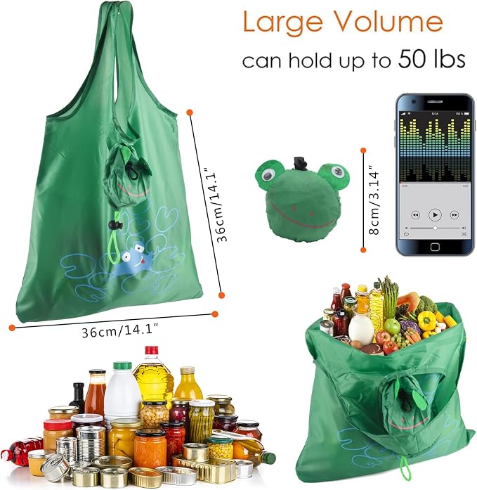 20Pack Reusable Shopping Bags Bulk Foldable Portable Reusable Grocery Bags | Lightweight Polyester Grocery Shopping Tote Bag,Reusable Grocery Bags Foldable Machine Washable Shopping Bags(Animal) - Image 3