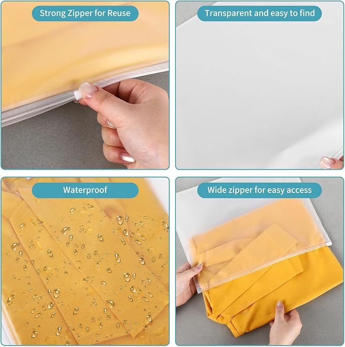 16x20 Inch Frosted Garment Bags 25Pcs Clothing Storage No Vent Holes | Reusable Poly Plastic Organizer Winter Coats Down Jackets, Sweatshirts, Business Attire Travel - Image 6