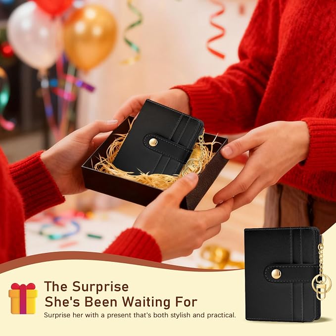 Jogjam Black Rfid Women Wallet, Small Slim Thin Compact Credit Card Holder | PU Leather Bifold Cash Zipper Coin Pocket ID Window, for Female Ladies Teen Girls Girly Gifts - Image 7
