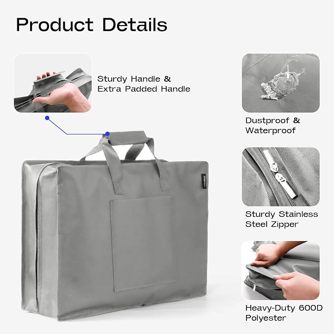 Shoe Bag for Travel with Handle, Travel Shoe Organizer Portable Luggage Shoe Storage Bag, Shoe Bags for Packing in Suitcase (Grey) - Image 3