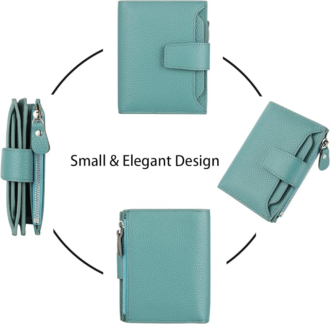 Small Compact Women Wallet RFID Blocking Genuine Leather Bifold Purse with ID Windows - Image 3