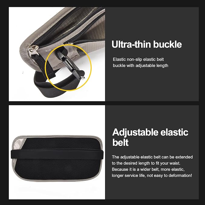 Unisex Money Belt For Men and Women, Slim Passport Holder RFID Blocking Travel Essentials Pouch with Adjustable Strap Small Waist Pouch for Workout Running Travelling Hiking, Light Grey - Image 6
