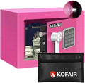 KOFAIR Safe Box for Home Safe (0.23 Cubic Feet) with Fireproof Bag, Personal for Money Safe for Cash Saving, Mini Safety with Key, Digital Safety with Light, Money Lock Box (Pink) by KOFAIR