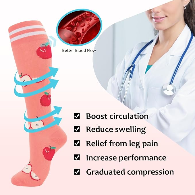 fenglaoda Compression Socks for Women Men Support Circulation 6 Pairs Socks For Nurse, Travel, Flight - Image 5