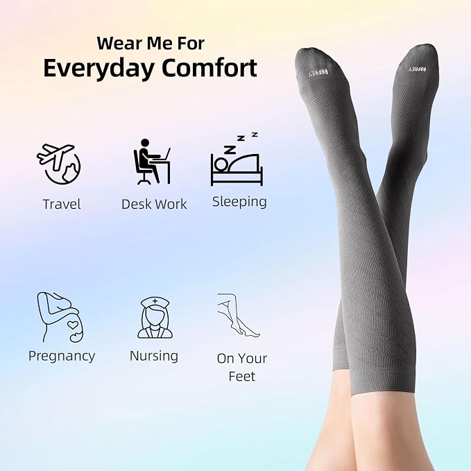 Seamless Moderate Compression Socks for Women & Men 15-20 mmHg - Knee High Support for Circulation, Fatigue Relief - Image 2