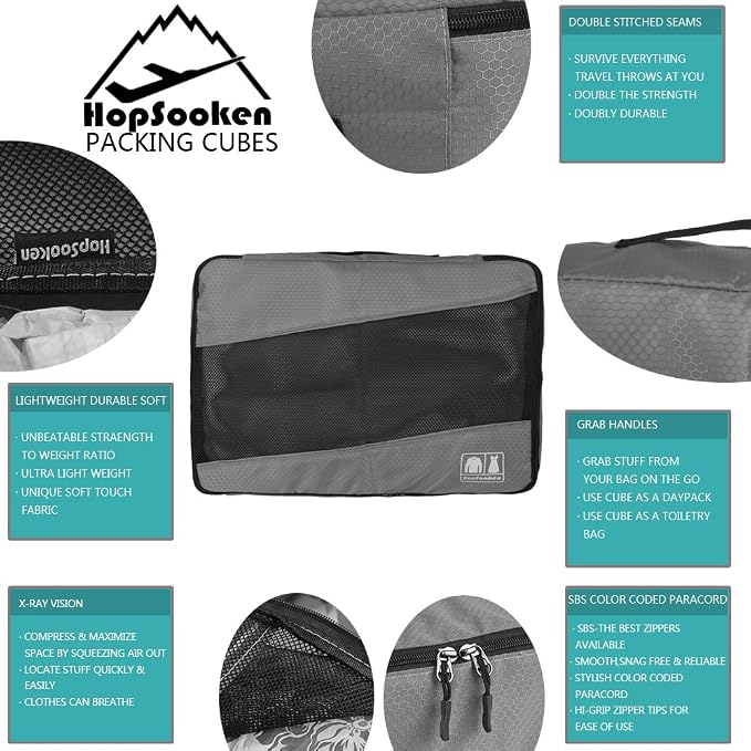 5 Set Packing Cubes for Travel Large Suitcase Luggage Organizer Bags Travel Accessories Vacation 4 Cubes 1 Laundry Pouch Bag - Image 8