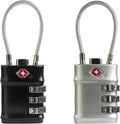 Luggage Locks TSA Approved, Small Padlock Combination with Cable, TSA Locks for Luggage, Combo Padlock with Code, for Travel Suitcase, Gym Locker, Gun Case, Backpack Zipper (Black+Silver) by SpecializeinCombinationLock