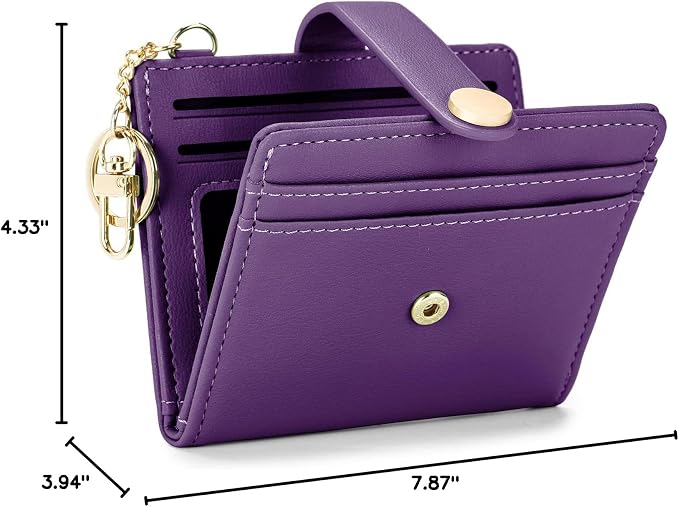 POIUGOYA Slim Wallet for Women,RFID Blocking Bifold Credit Card Holder with Zipper Coin Pocket,ID Window,Keychain - Image 7